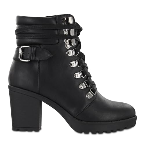 MIA Shoes Annamaria Womens Vegan Leather Combat Boots with Heel2