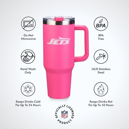 Image of The Memory Company Officially Licensed NFL - New York Jets 40oz Pink Game Day Tumbler with Team Logo