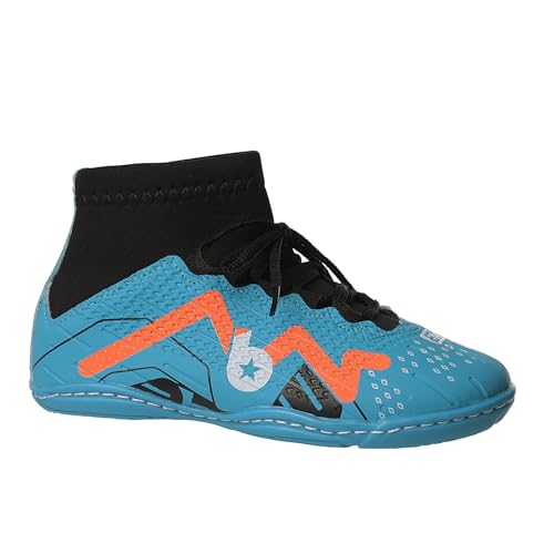 Chuteira Futsal Infantil Tênis Quadra Azul com Solado Costurado Cano Alto Botinha 28 ao 33 (33)