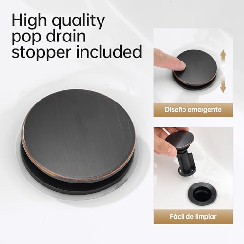 Image of Bathroom Sink Faucet FRANSITON Centerset 8 Inch 2 Handle Bathroom Sink Faucet Lead-Free with Pop-up Drain Stopper and Supply Hoses (Oil Rubbed Bronze, 8 Inch)