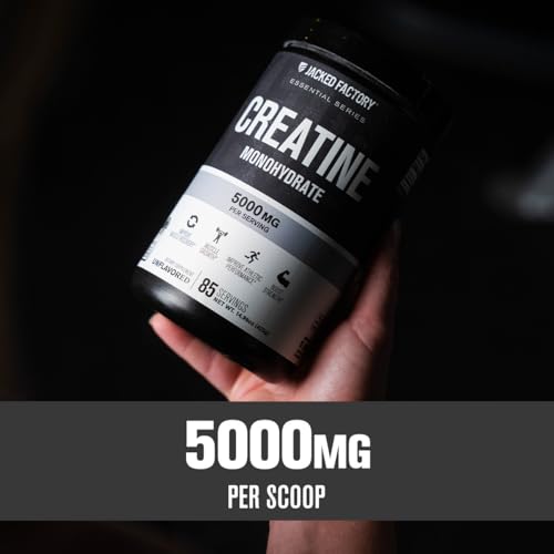 Image of Jacked Factory Creatine Monohydrate Powder 425g - 5g Daily Creatine Supplement for Men and Women, Vegan-Friendly, Third-Party Tested - 85 Servings, Unflavored (Pack of 2)