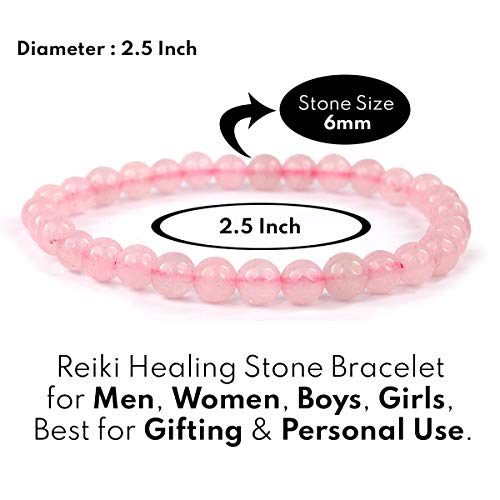 Image of Reiki Crystal Products Certified Natural Crystal Stone Bracelet 6 mm Round Beads for Men and Women | Premium Gemstone Jewellery Collection | Reiki Charged | Multiple Stone Variants Available