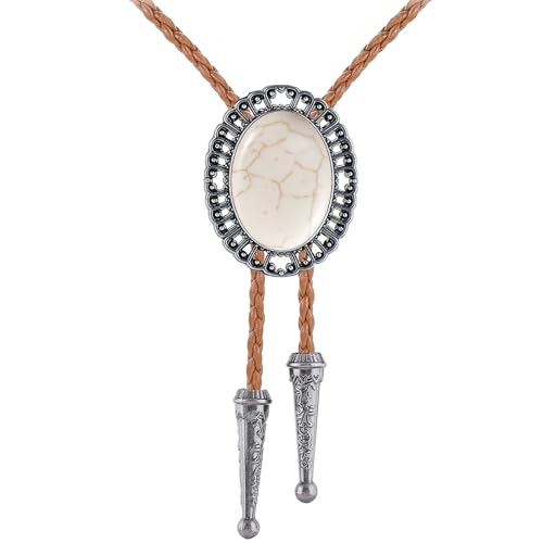 Image of GelConnie Native American Bolo Tie Rodeo Cowboy Leather Necktie Western Necklace Costume Accessories for Men,Women