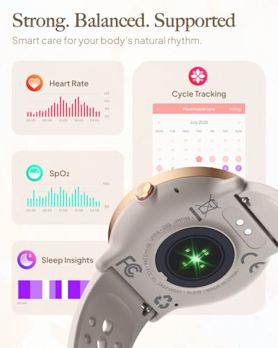 Image of Smart Watch for Women Men, for Android iOS with Sleep & Calorie Monitor, Pedometer Fitness Tracker, Bluetooth Call, IP68 Waterproof, 112+ Sport Modes Round Face Smartwatch (Gold-Gray)