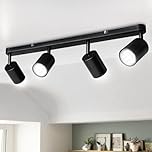 Smanu 4 Way Spotlight Ceiling Lights, Modern Kitchen Ceiling Light Fittings Black, Industrial Ceiling Spots Wall Lights, Adjustable GU10 Spotlights for Bedroom Living Room Hallway,Bulbs Not Included