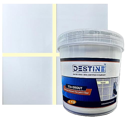 Image of DESTINE Tile Grout (16 COLOURS) (ALL PACKS: 100 Gm, 400 Gm, 800 Gm, 1 Kg, 3 Kg, 5 Kg), Waterproof, Cement Based Tile Joint Filler, Crack Filler, Tiles Gap Filler, Tile Grout (5 Kg, Ivory)