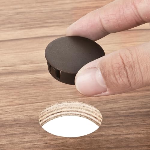Image of MECCANIXITY 64PCS 45mm(1 3 /4 inch) Brown Plastic Hole Plugs, Flush Type Panel Hole Plugs Insert End Caps for Locking Hole Tubes Furniture Cabinet