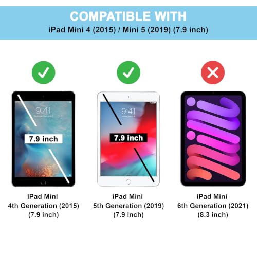 Image of CEDO Smart Case for iPad mini 4 (4th Gen) / iPad mini 5 (5th Gen) 7.9 in Tri-Fold Flip Folio Cover | Pencil Holder | Auto Wake-Up /Sleep Mode | Multi View Angles Stand TPU Backcover (Black)