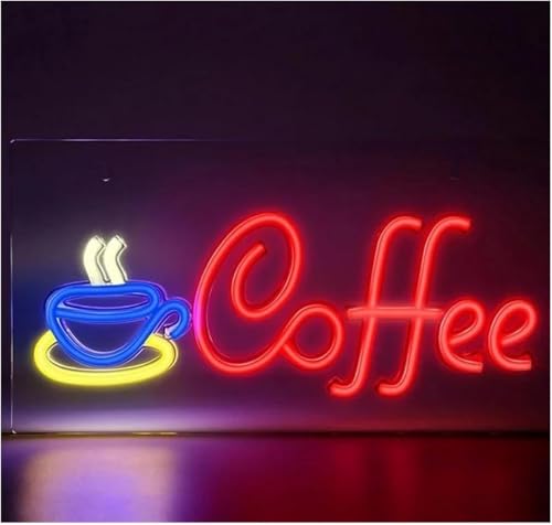 Veilleuses pour la maison néon tasse à café rouge, luminaire mural tendance