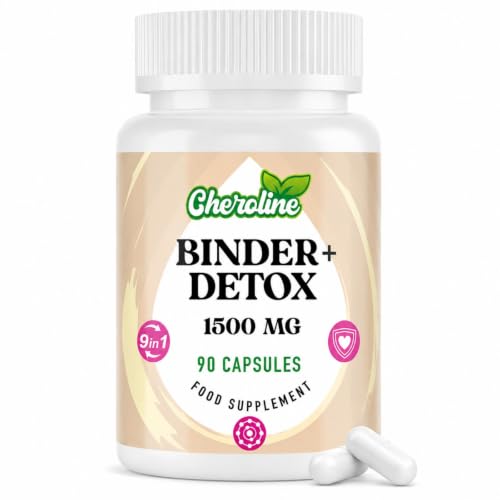 9-in-1 Binder Detox Capsules 1500mg, High Strength Gut & Liver Detox Cleanse, with Activated Charcoal, Highly Absorbable Full Body Detox, Vegan & Natural (90 Count (Pack of 1))