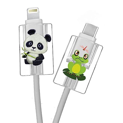 Cable de carga de iPhone protegido con salvacables de libélula y rana