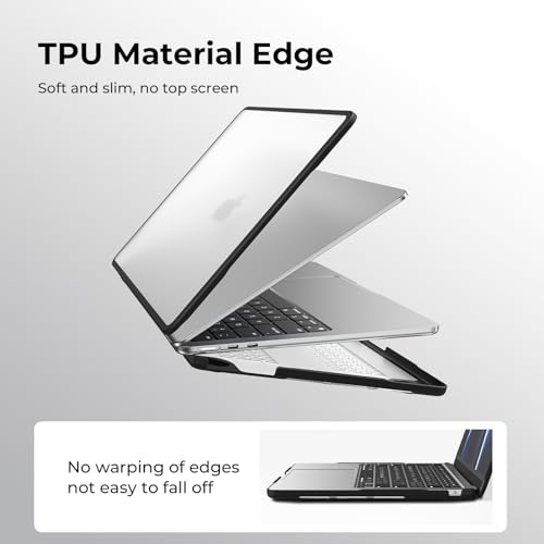 Image of BlueSwan Anti-Cracking Case for MacBook Air 13 inch, M5 2026 M4 M3 M2 2025-2022 A3449 A3240 A3113 A2681, Drop Protection Soft TPU Bumper PC Base for Air 13.6 inch, Frosted Clear