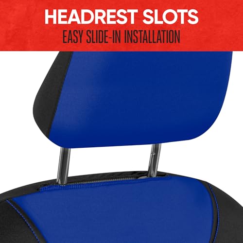 Image of Motor Trend AquaShield Waterproof Front Seat Covers, Blue Seat Covers for Cars - Neoprene Front Car Seats Cover, SUV Seat Covers Protector - Car Interior Cover for Auto, Trucks, & Dog Owners