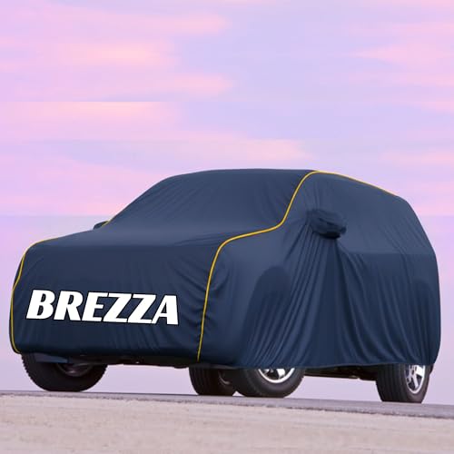 Image of Kayme UltraShield All Weather Premium Vitara brezza Car Cover 6-Layer Waterproof Fabric, UV & Heat Reflective - Rain, Sun & Dust & Bird‐Dropping Resistant, Indoor /Outdoor Full Body Protection - Blue