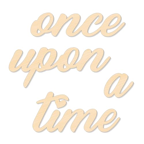Image of KOYILTD Wooden Once Upon a Time Sign Wall Decor for Princess Room, Reading Corner, or Birthday Gift (8.8L x 5.5W inches, Wood)
