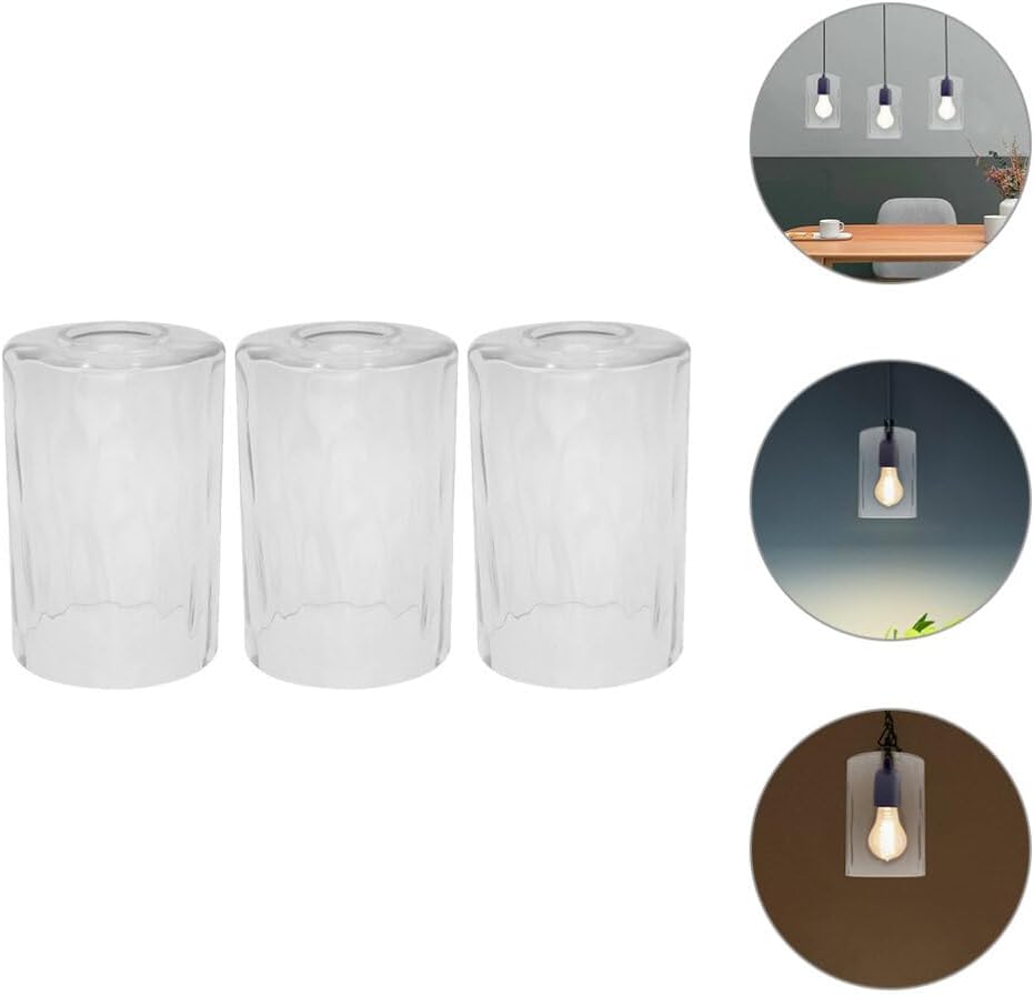 3pcs Pattern Glass Lamp Shades for Pendant Lighting Elegant Replacement Shades for Light Fixtures High Light Transmission for Home Decor