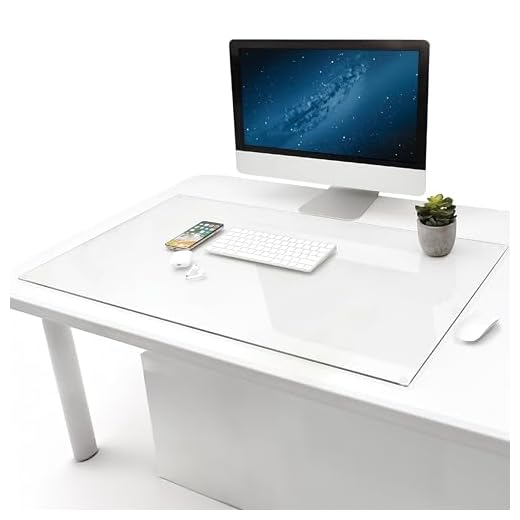 20" x 36" Tempered Glass Desk Mat to Protect Your Desk - Sleek Glass Desk Pad for Your Keyboard or Computer Monitor - Clear Desk Mat for Desktop - Dry Erase Desk Pad Made with Sturdy Reinforced Glass