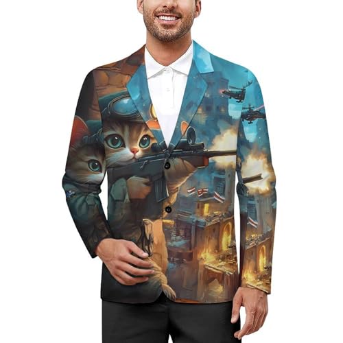 Cat Mens Blazer Lightweight Sport Coat Two Button Suit Jackets