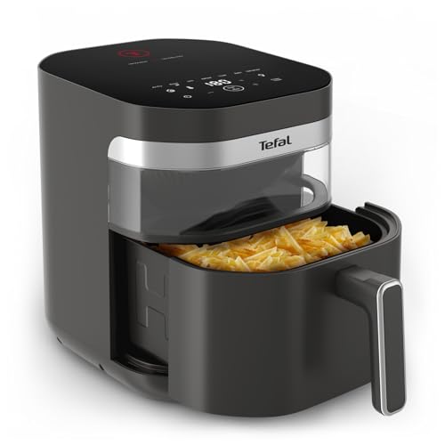 Tefal Easy Fry Infrared Heißluftfritteuse, 7 L Fassungsvermögen, Infra-Heat-Technologie, doppelte Heizelemente, 8 voreingestellte Programme, LED-Sichtfenster, bis zu 8 Portionen, Dunkelgrau, EY832HE0 2