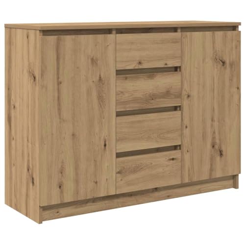 vidaXL Sideboard mit Schubladen Artisan-Eiche 100 5x35x76 cm Kommode Schrank Flurschrank Anrichte Küchenschrank Wohnzimmerschrank