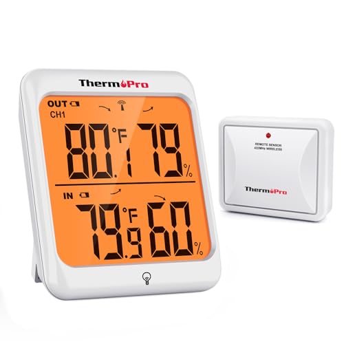 ThermoPro Indoor Outdoor Thermometer Wireless Hygrometer, 500FT Inside...