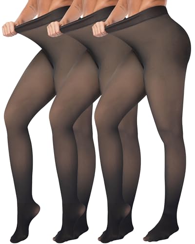 Image of ATHVOTAR Fleece Lined Winter Tights Women - Thermal Warm Opaque Pantyhose Thick Sheer Leggings
