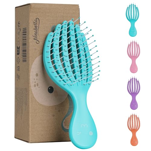 Ninabella Brosse Cheveux Demelante pour Enfant - Mini Brosse a Cheveux Design Poulpe pour Cheveux Bouclés Lisses Afro Crépus Frisés - Brosse à Cheveux Anti Noeuds...