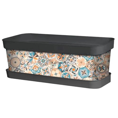 Acan Tradineur - Jardinera de plástico con Plato, Modelo Hydraulic, Polipropileno, Tiesto, macetero, Recipiente para Plantas, Fabricada en España (Antracita - 50 cm)