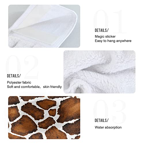 Susiyo 2Pcs Hanging Kitchen Towels Animal Print Giraffe Hand Bath Towels Super Absorbent Dish Towels Soft Coral Velvet Tie Towel With Loop For Bathroom Washcloth Farmhouse Home Decor, 18X14 Inch #TOP4