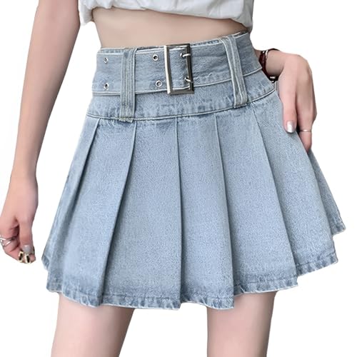 スカート sheller box pleated denim skirt Amazon.com: kakarin choyx Denim Skirt Y2K High Waisted