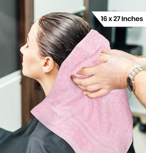 Image of Utopia Towels Cotton Bleach Proof Salon Towel 16 by 27 inches, Bleach Safe 100% Cotton Hand Towel for Gym, 12 Pack, Pink