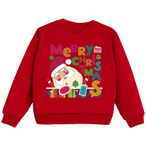 Felpa con scollo rotondo per bambina, con stampa di Natale, Babbo Natale, Babbo Natale, felpa per bambini Felpa con scollo rotondo per bambina, con stampa di Natale, Babbo Natale, Babbo Natale, felpa per bambini