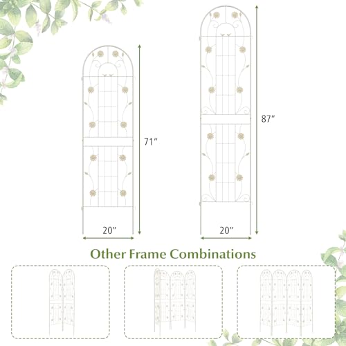 Giantex-2-Pack-Garden-Trellis-59-FT-Tall-Galvanized-Steel-Trellis-for-Climbing-Plants-Outdoor-for-Patio-Lawn-Wall-Decor-Plant-Trellis-for-Vine-Cucumber-Tomato-Flower-Clematis-Roses-White Giantex 2 Pack Garden Trellis 59 FT Tall Galvanized Steel Trellis for Climbing Plants Outdoor for Patio Lawn Wall Decor Plant Trellis for Vine Cucumber Tomato Flower Clematis Roses White