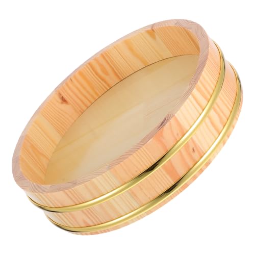 KAILIKETIY 寿司桶 木製 耐反り加工 縁付き すし飯混ぜ桶 職人技の滑らかグリップ 和食レストラン用 ご飯調理用タブ