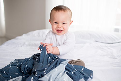 Image of Copper Pearl Swaddle Blankets for Newborns | Soft Stretchy Receiving Blankets for Boys and Girls | Large 46 x 46 Inch Baby Blankets | Lightweight and Breathable Swaddles | Navy & White Triangles North