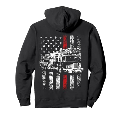 Fireman American Flag Shirt Thin Red Line Firefighter Hoodie Pullover Hoodie
