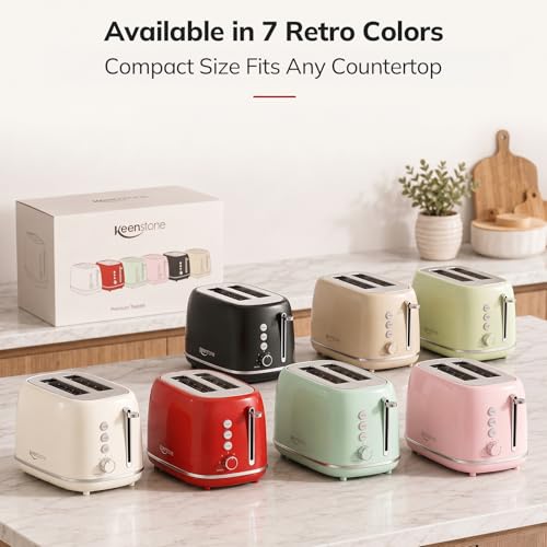 2 Slice Stainless Steel Toaster Retro with 6 Bread Shade Settings, Bagel, Cancel, Defrost Function, Extra Wide Slot, Removable Crumb Tray, Red - image 8