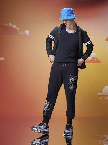 Image of Bewakoof Official Naruto Merchandise Men's Graphic Printed Super Loose Joggers