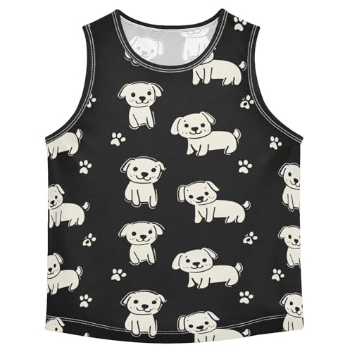 Boys Tank Top Shirts Cute Dog Lovely Puppy Paw Sleeveless T-Shirts Crew Neck for Kids Clothing Children
