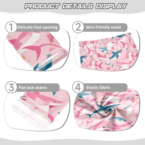 Shark Pink Background Kids Girl's Leggings Stretch Full Length Leg Yoga Pants Gym3