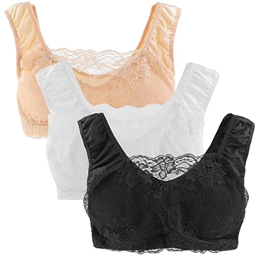 Yintry 3 pièces Soutien-Gorge de Sport en Dentelle pour Femme Yoga Bralette débardeur sans Fil de Tous Les Jours avec Coussinets Amovibles Grande Taille Cover