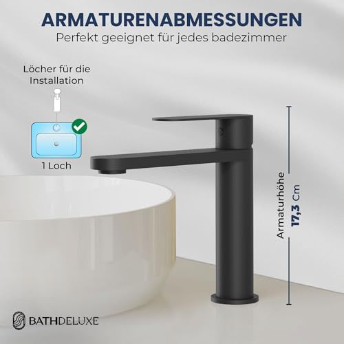 Robinet de lavabo 17,3 cm Tarnby noir mat contre les traces et calcaire