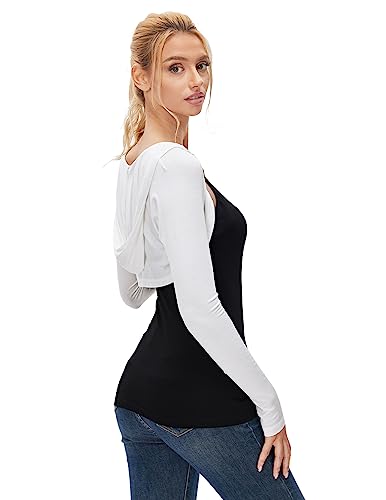 AmélieBoutik Women Slim Fit Lightweight Hooded Open Front Long Sleeve Bolero Shrug Cropped Cardigan3