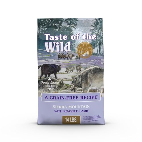 Taste of the Wild Sierra Mountain Grain-Free Canine Recipe with Roasted Lamb Dry Dog Food for All Life Stages, Made with High Protein from Real Lamb and Guaranteed Nutrients and Probiotics 14lb