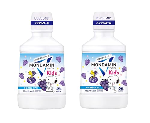 モンダミン キッズ ぶどう味 マウスウォッシュ 子供 ノンアルコール 洗口液 口臭ケア 医薬部外品 600mL (× 2)の商品画像（Amazon）