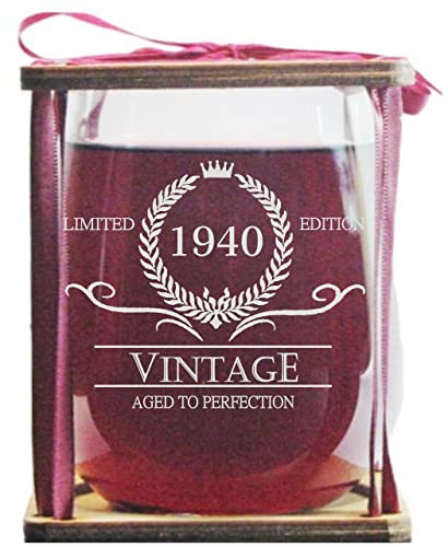 Orange Kat Vintage 1940 Limited Edition - Aged To Perfection Stemless Wine Glass and Presentation Packaging