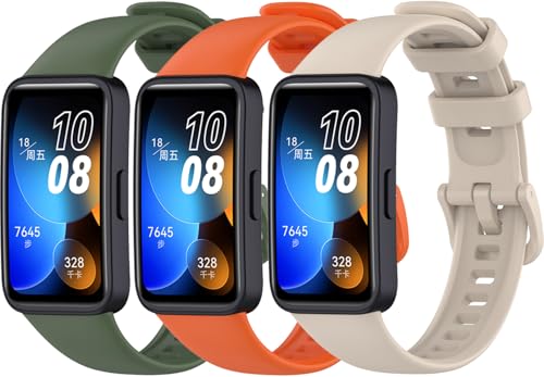 Z.DuDuZAZA Pulseiras de relógio compatíveis com Huawei Band 8 [pacote com 3] pulseiras esportivas de