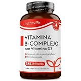Nutravita Vitamina B Complejo con Vitamina D3 para Energía y Enfoque 365 Vegetariano Tabletas