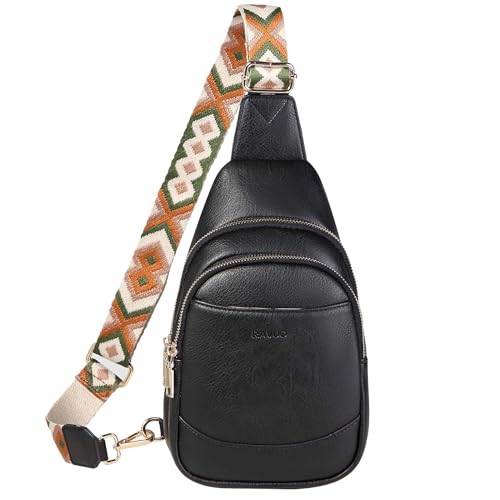 Bolso Bandolera Mujer,RAVUO Casual Mochila Pequeña de Cuero Pu Moda Bolsos Pecho Bolso Cruzado Mini Crossbody Sling Bag para Viaje Trabajo,Nergo