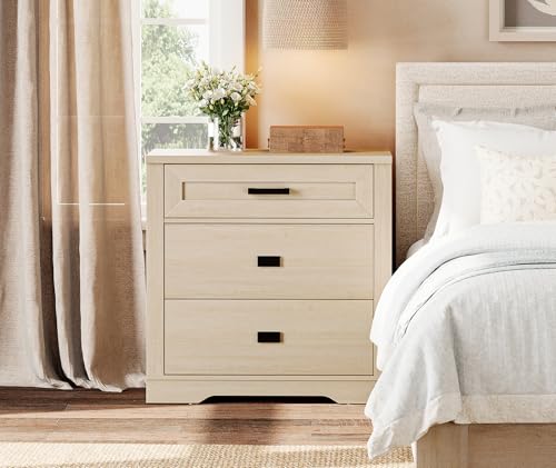 Image of WAMPAT 32-inch Tall Large Wooden Nightstand with Drawers